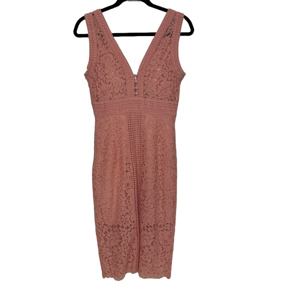BARDOT Morgan Front Slit Lace Cocktail Dress in Blush Pink Sz. 4 XS - Picture 3 of 7